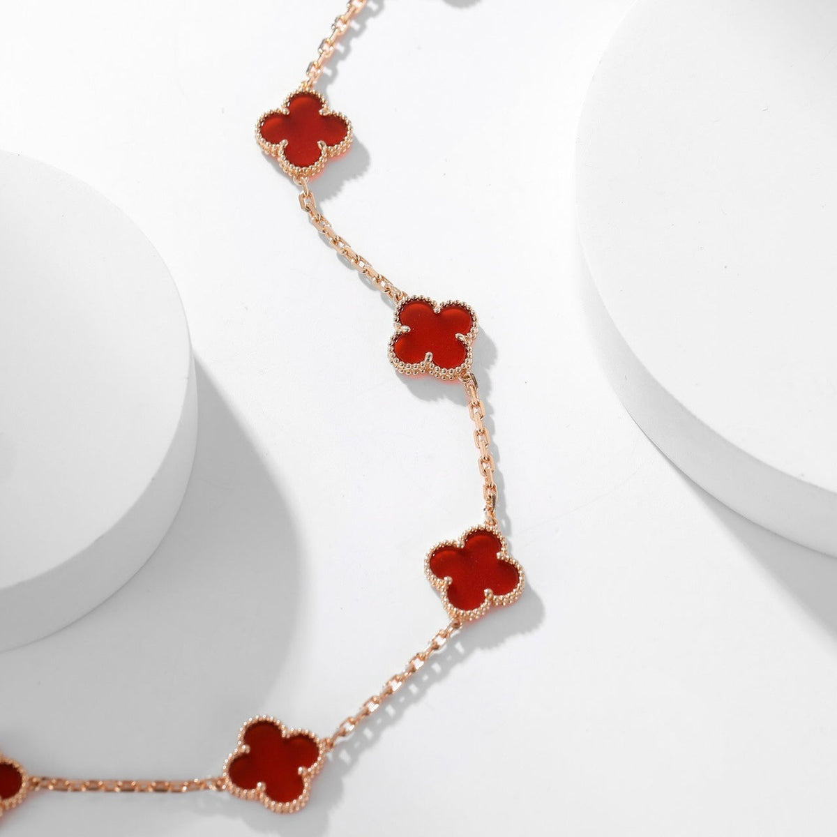 [Eterna Jewels]CLOVER 10 MOTIFS CARNELIAN NECKLACE