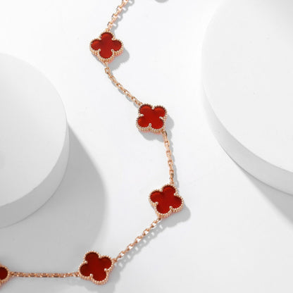 [Eterna Jewels]CLOVER 10 MOTIFS CARNELIAN NECKLACE