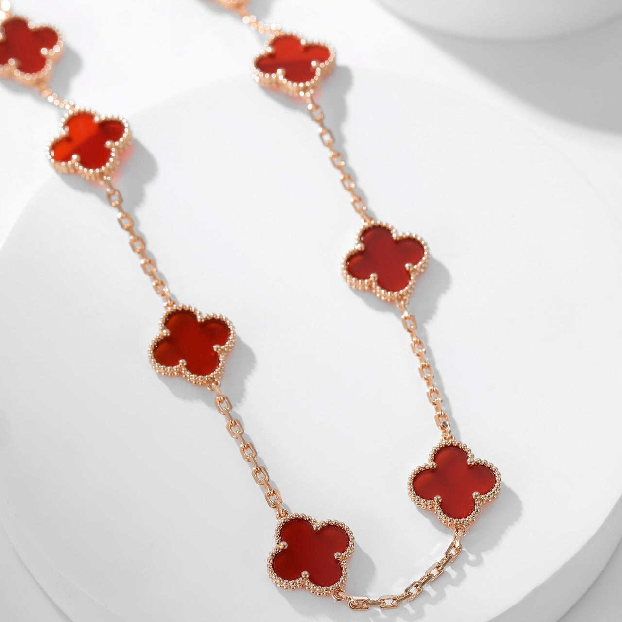 [Eterna Jewels]CLOVER 10 MOTIFS CARNELIAN NECKLACE