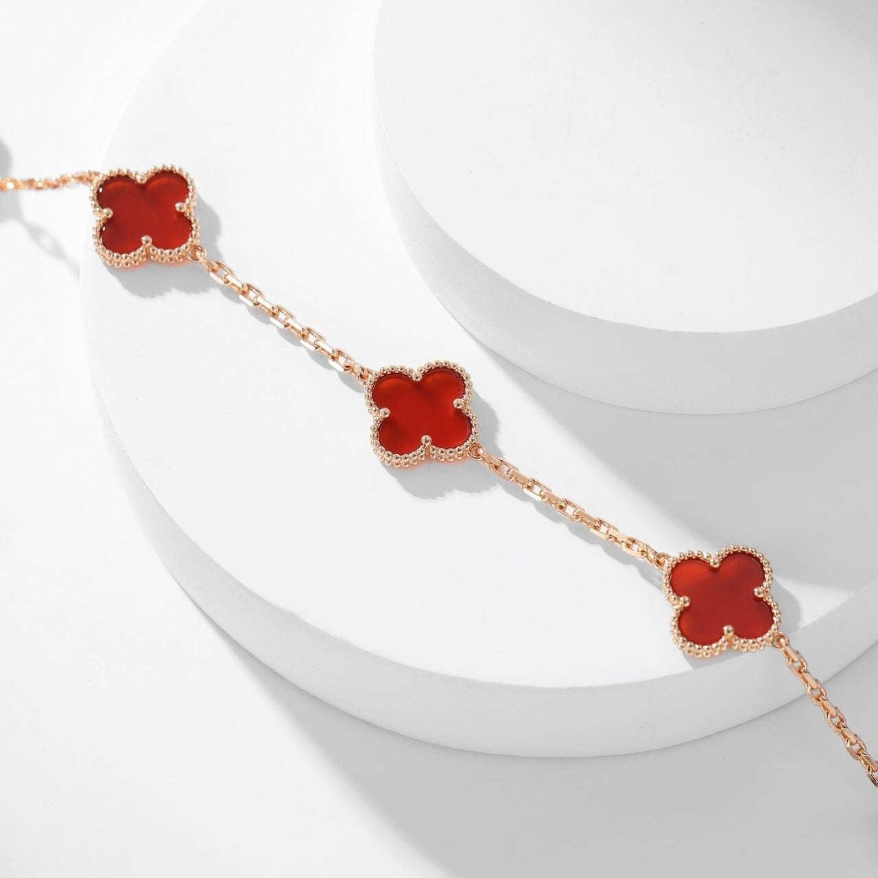 [Eterna Jewels]CLOVER 10 MOTIFS CARNELIAN NECKLACE