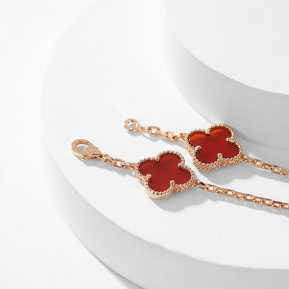 [Eterna Jewels]CLOVER 10 MOTIFS CARNELIAN NECKLACE