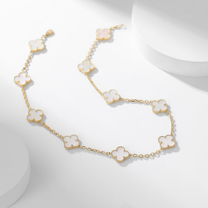 [Eterna Jewels]CLOVER 10 MOTIFS WHITE MOTHER OF PEARL NECKLACE