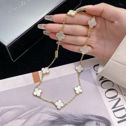 [Eterna Jewels]CLOVER 10 MOTIFS WHITE MOTHER OF PEARL NECKLACE