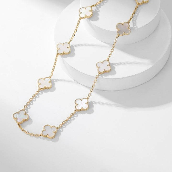 [Eterna Jewels]CLOVER 10 MOTIFS WHITE MOTHER OF PEARL NECKLACE