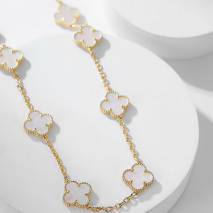 [Eterna Jewels]CLOVER 10 MOTIFS WHITE MOTHER OF PEARL NECKLACE