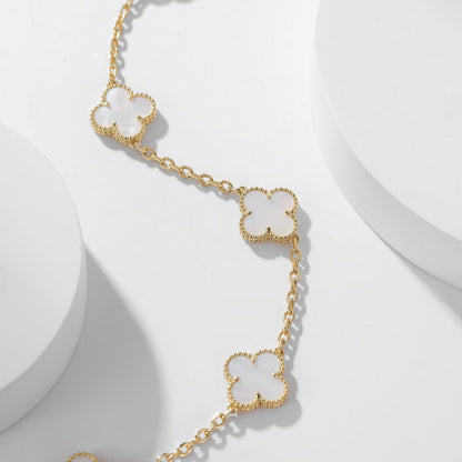 [Eterna Jewels]CLOVER 10 MOTIFS WHITE MOTHER OF PEARL NECKLACE