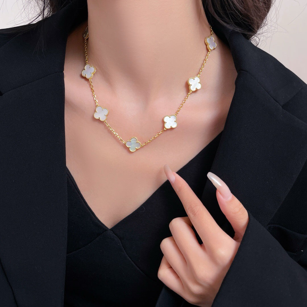 [Eterna Jewels]CLOVER 10 MOTIFS WHITE MOTHER OF PEARL NECKLACE