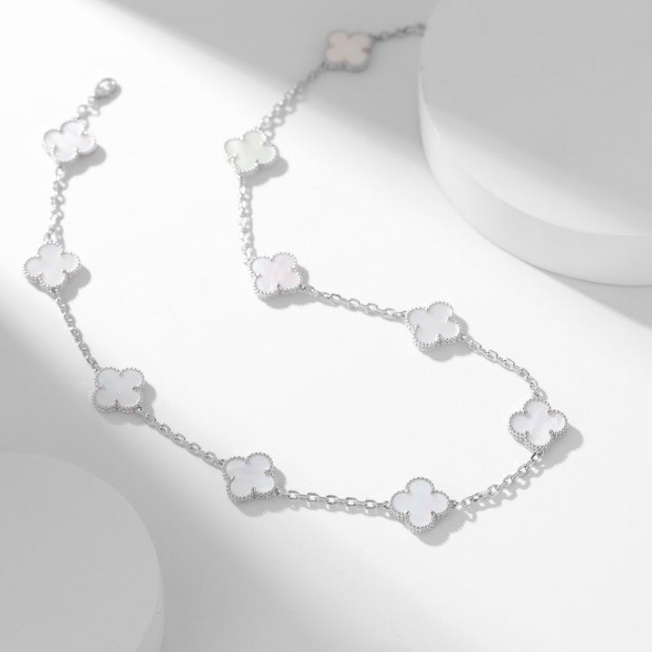 [Eterna Jewels]CLOVER 10 MOTIFS WHITE MOTHER OF PEARL NECKLACE