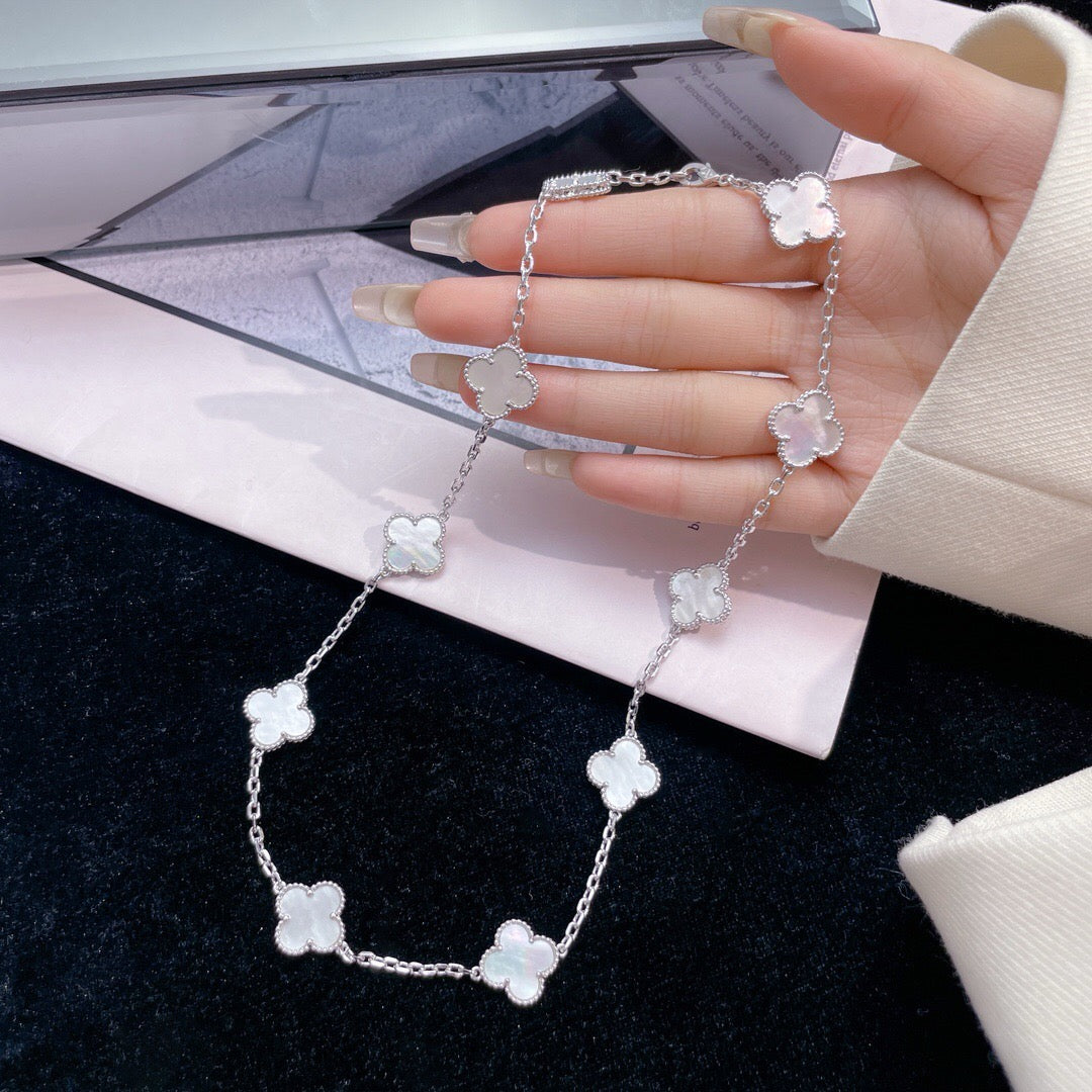[Eterna Jewels]CLOVER 10 MOTIFS WHITE MOTHER OF PEARL NECKLACE