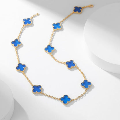 [Eterna Jewels]CLOVER 10 MOTIFS BLUE AGATE NECKLACE