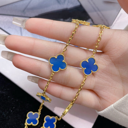 [Eterna Jewels]CLOVER 10 MOTIFS BLUE AGATE NECKLACE