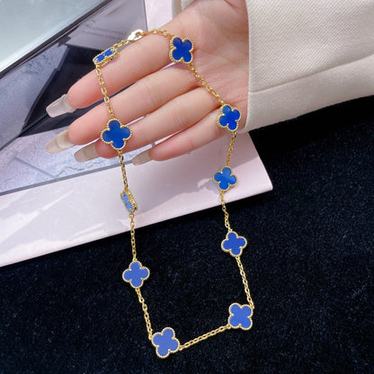 [Eterna Jewels]CLOVER 10 MOTIFS BLUE AGATE NECKLACE