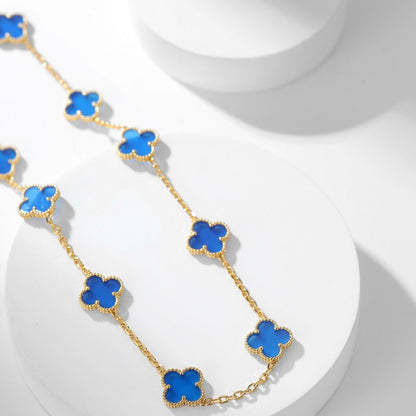 [Eterna Jewels]CLOVER 10 MOTIFS BLUE AGATE NECKLACE