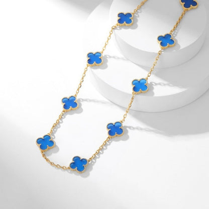 [Eterna Jewels]CLOVER 10 MOTIFS BLUE AGATE NECKLACE