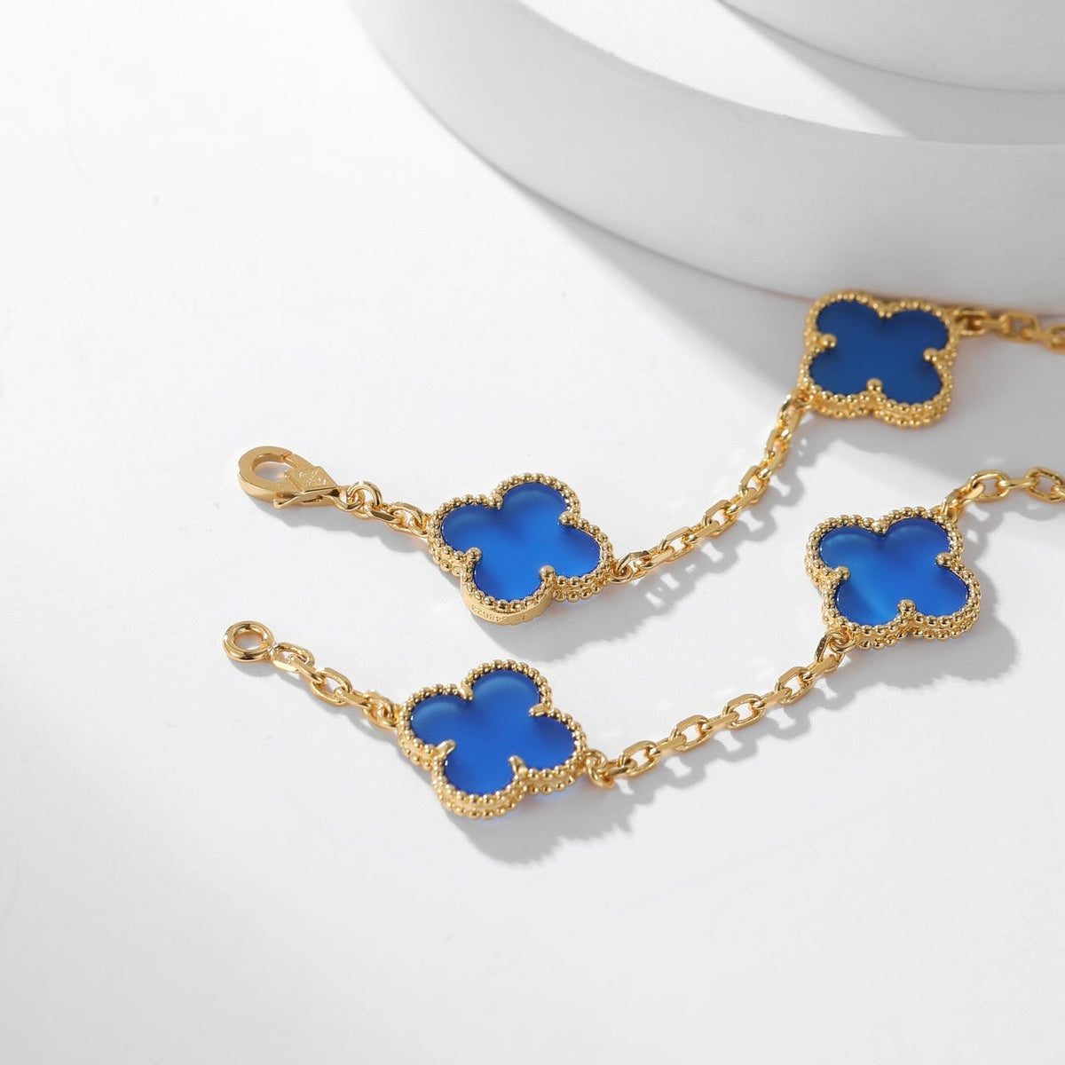 [Eterna Jewels]CLOVER 10 MOTIFS BLUE AGATE NECKLACE