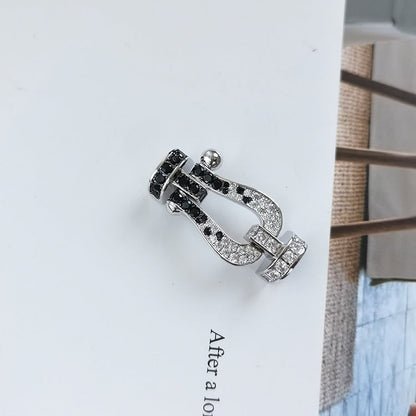 [Eterna Jewels]FORCE LARGE HORSESHOE BLACK WHITE DIAMOND BRACELET SILVER