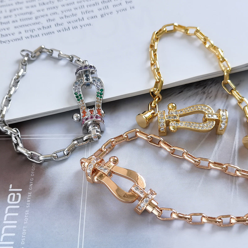 [Eterna Jewels]FORCE LARGE HORSESHOE CLASP  METAL BRACELET