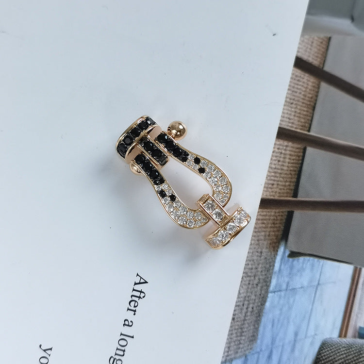 [Eterna Jewels]FORCE LARGE HORSESHOE BLACK WHITE DIAMOND BRACELET SILVER