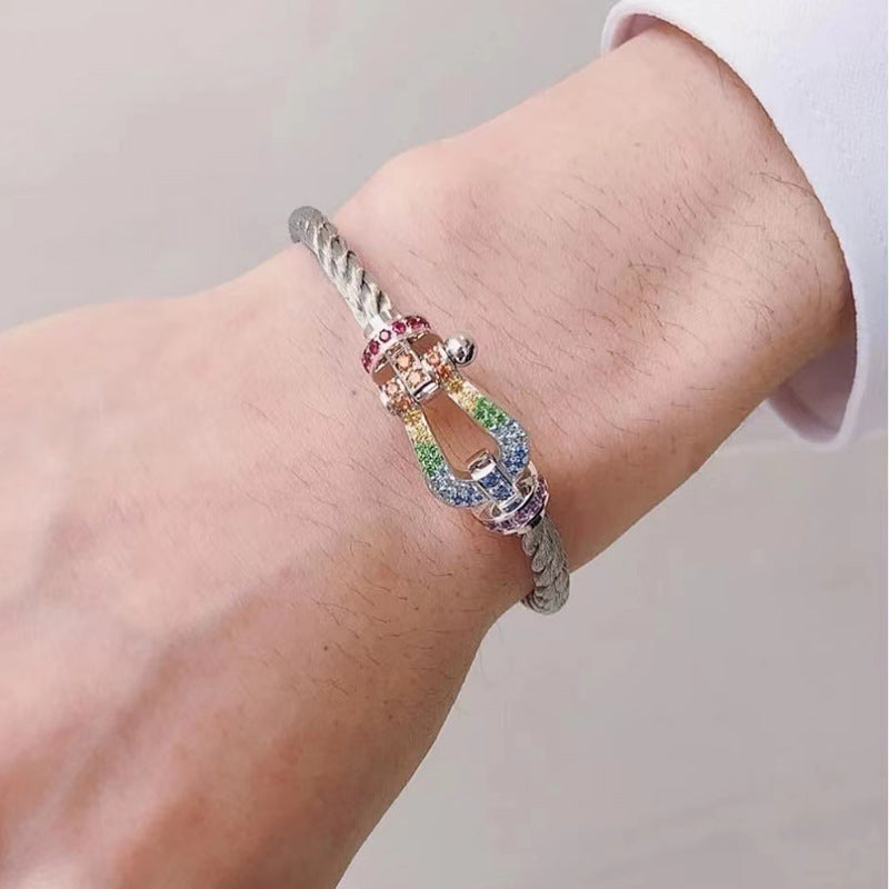 [Eterna Jewels]FORCE LARGE HORSESHOE  COLORED DIAMOND BRACELET ROSE GOLD