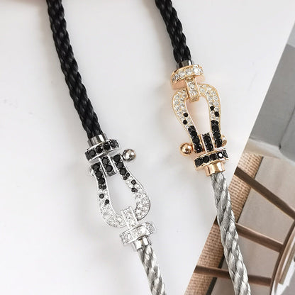 [Eterna Jewels]FORCE LARGE HORSESHOE BLACK WHITE DIAMOND BRACELET ROSE GOLD