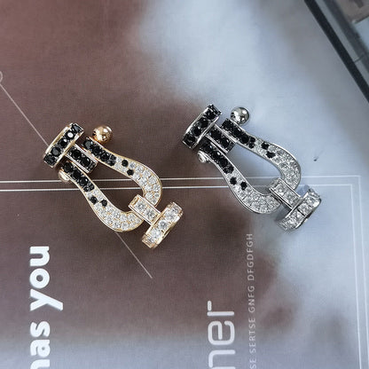 [Eterna Jewels]FORCE LARGE HORSESHOE BLACK WHITE DIAMOND BRACELET ROSE GOLD