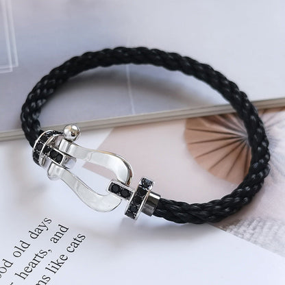 [Eterna Jewels]FORCE LARGE HORSESHOE BLACK DIAMOND BRACELET SILVER