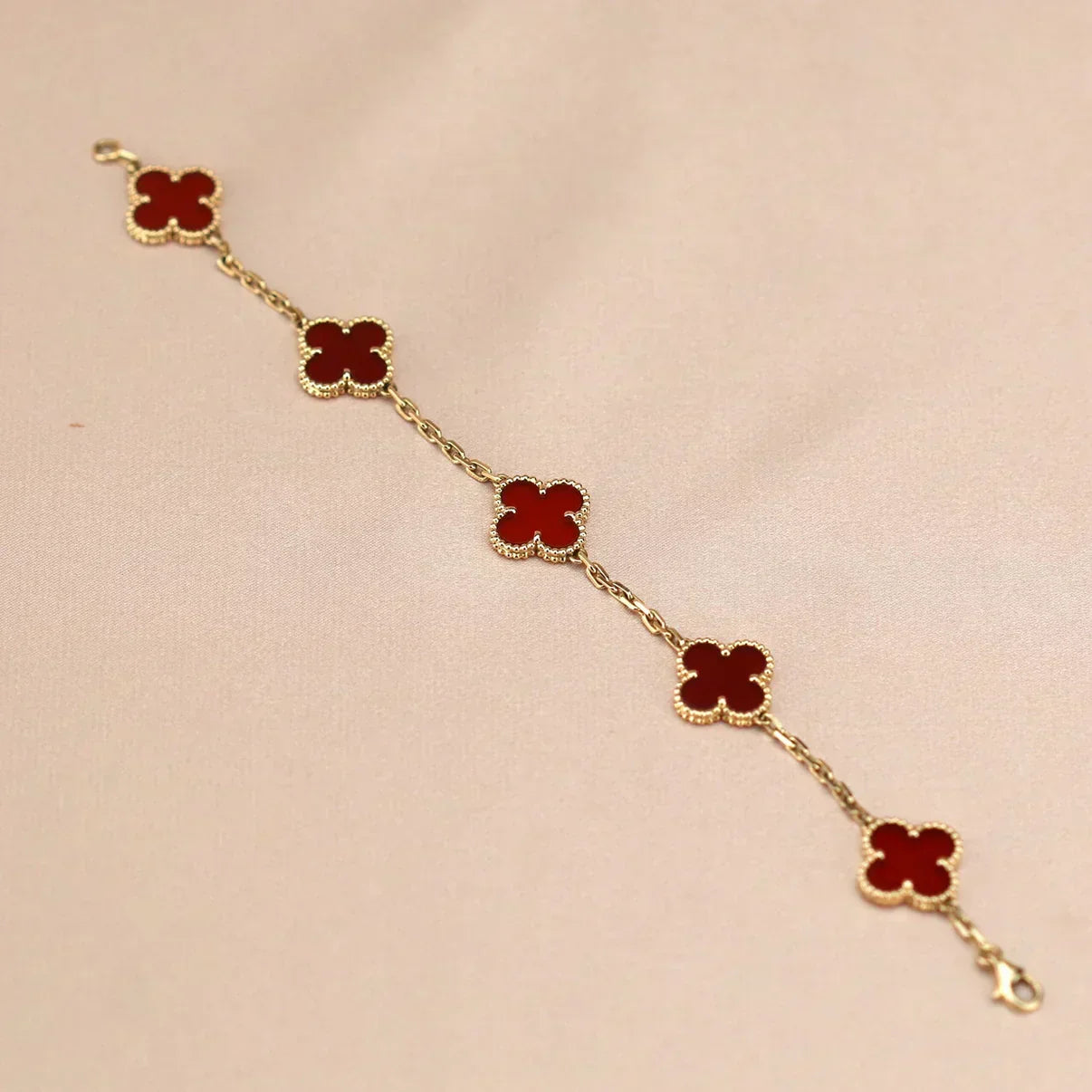 [Eterna Jewels] CLOVER 5 MOTIF RED CORNELIAN BRACELET COLLECTION