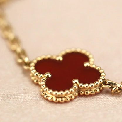 [Eterna Jewels] CLOVER 5 MOTIF RED CORNELIAN BRACELET COLLECTION