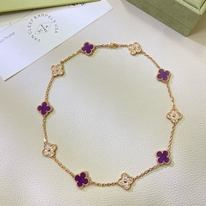 [Eterna Jewels Jewelry]CLOVER 10 MOTIFS  PURPLE VIOLET DIAMOND NECKLACE