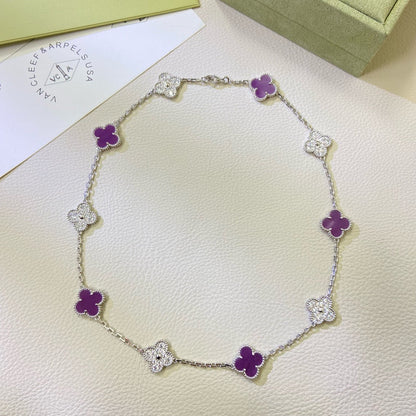 [Eterna Jewels Jewelry]CLOVER 10 MOTIFS  PURPLE VIOLET DIAMOND NECKLACE