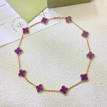 [Eterna Jewels Jewelry]CLOVER 10 MOTIFS  PURPLE VIOLET  NECKLACE