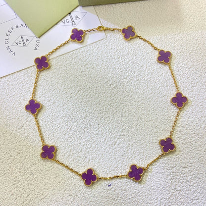[Eterna Jewels Jewelry]CLOVER 10 MOTIFS  PURPLE VIOLET  NECKLACE