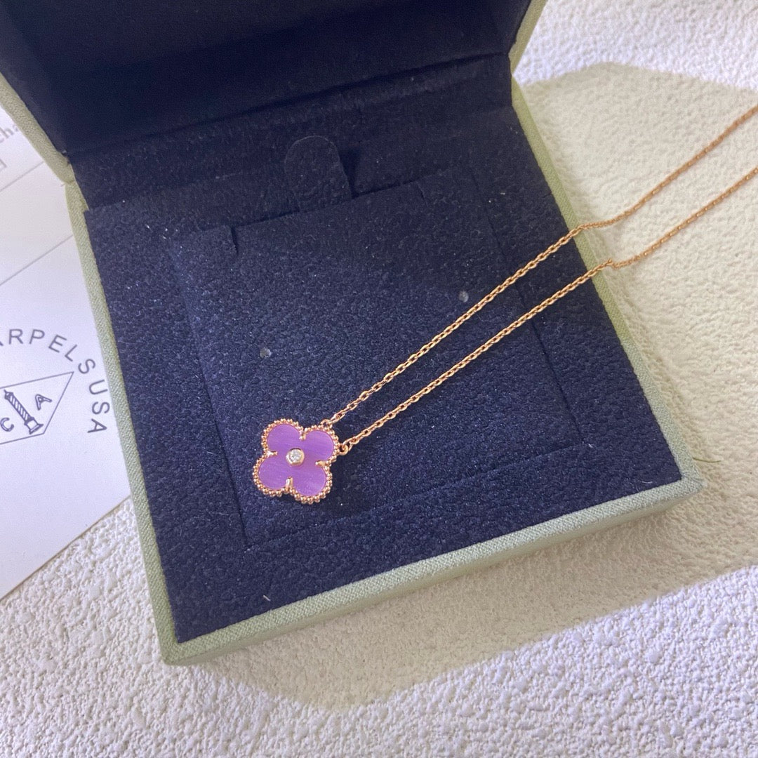 [Eterna Jewels Jewelry]CLOVER 15MM DIAMOND  PURPLE VIOLET NECKLACE