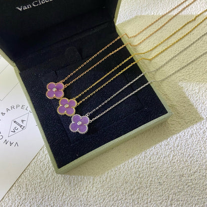 [Eterna Jewels Jewelry]CLOVER 15MM DIAMOND  PURPLE VIOLET NECKLACE