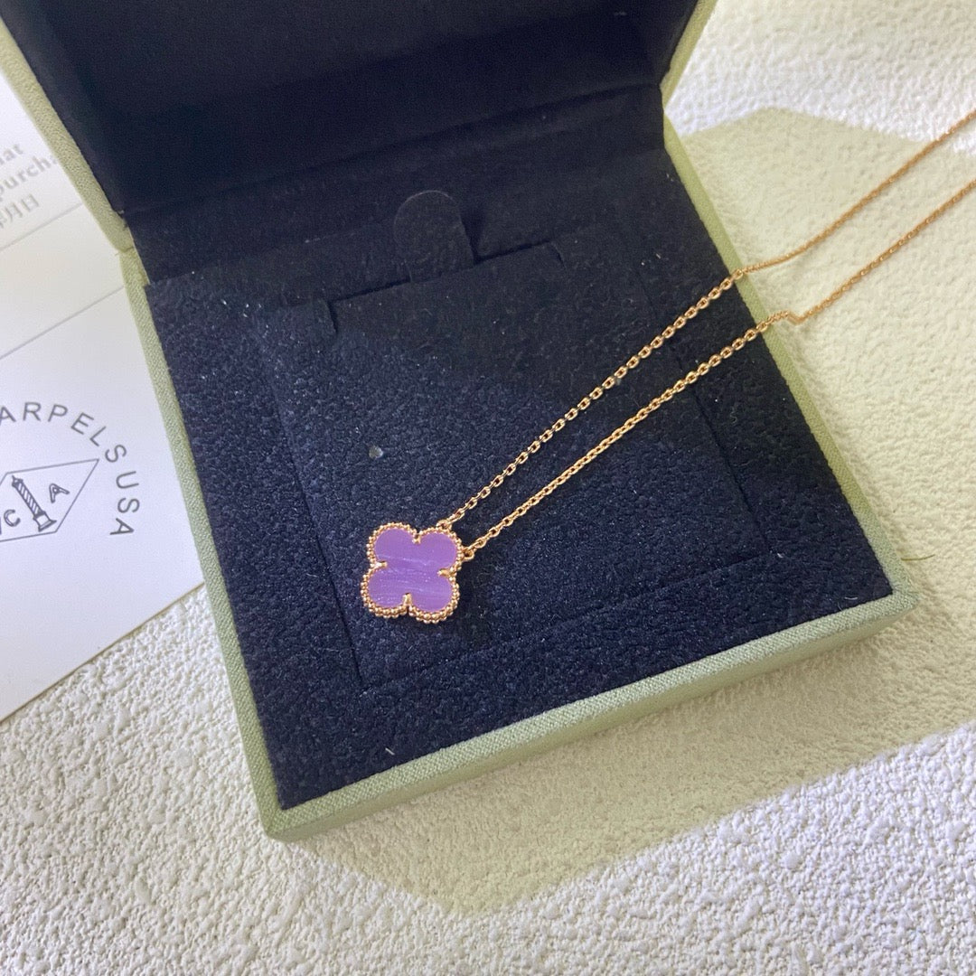 [Eterna Jewels Jewelry]CLOVER 15MM  PURPLE VIOLET NECKLACE