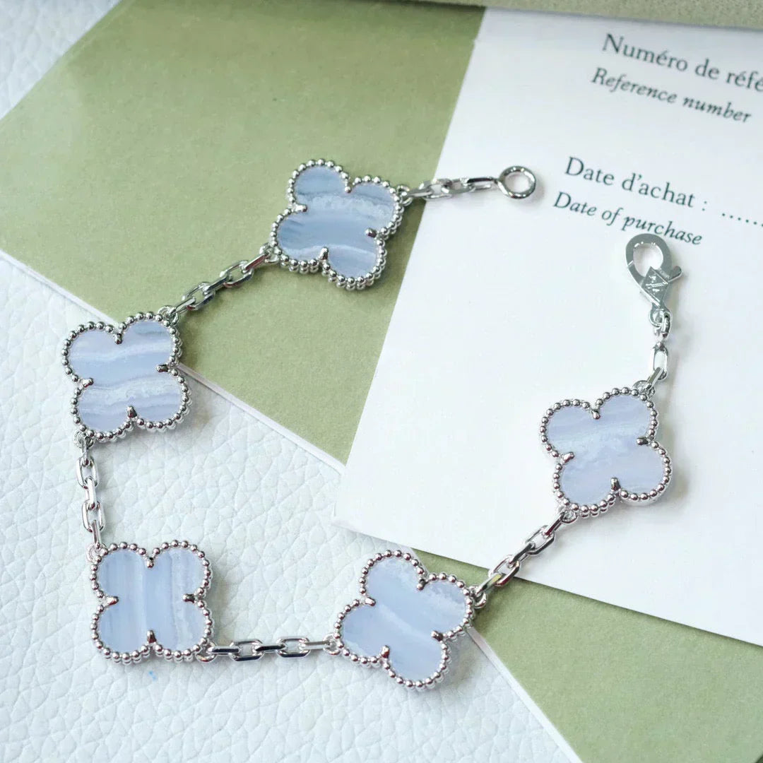 [Eterna Jewels] CLOVER 5 MOTIF PURPLE CHALCEDONY BRACELET COLLECTION