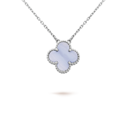 [Eterna Jewels]CLOVER 15MM BLUE CHALCEDONY NECKLACE SILVER