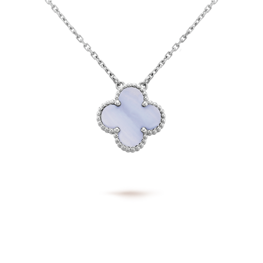 [Eterna Jewels]CLOVER 15MM BLUE CHALCEDONY NECKLACE SILVER