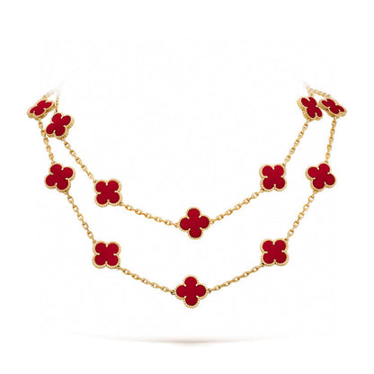 [Eterna Jewels]CLOVER 20 MOTIFS CARNELIAN NECKLACE