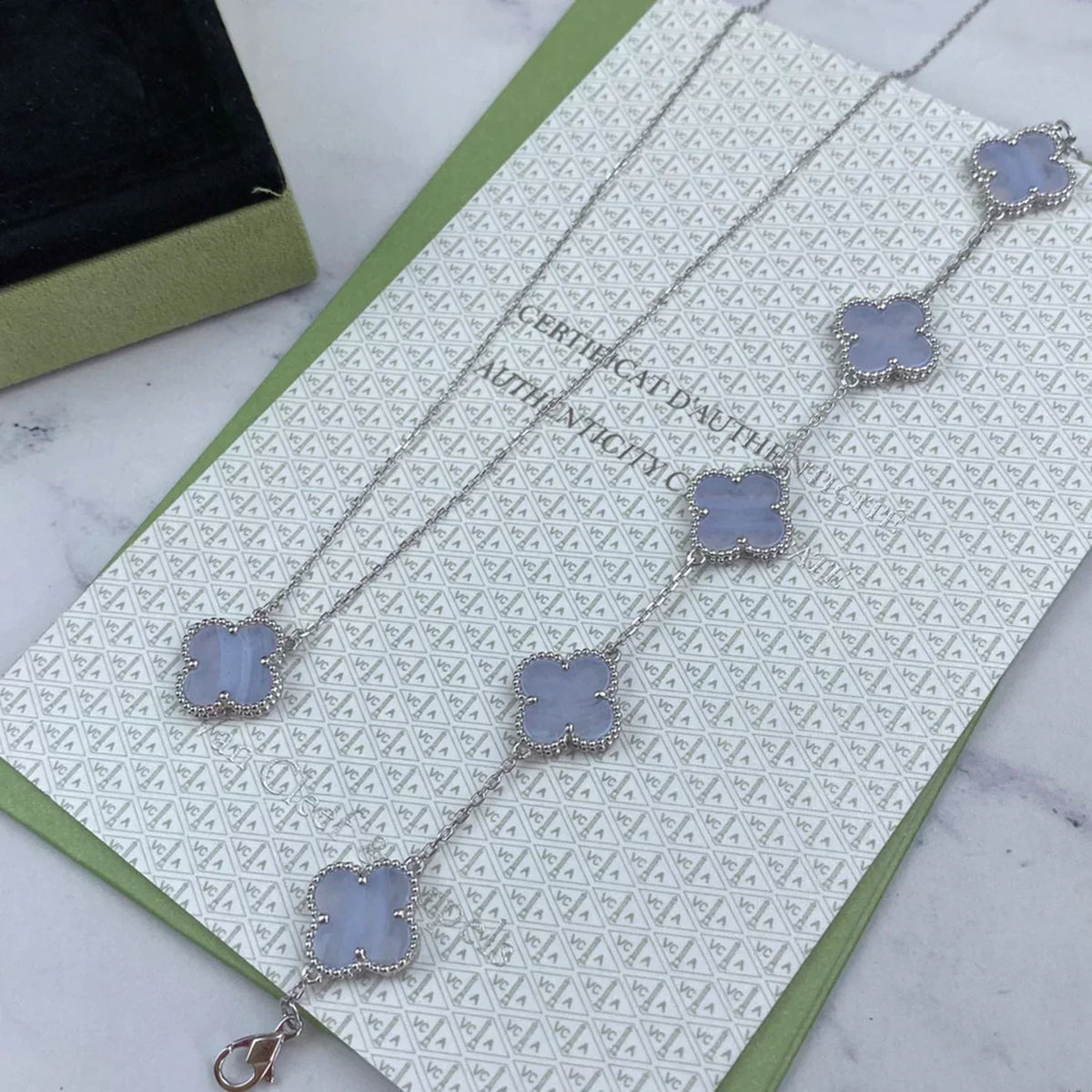[Eterna Jewels] CLOVER 5 MOTIF PURPLE CHALCEDONY BRACELET COLLECTION