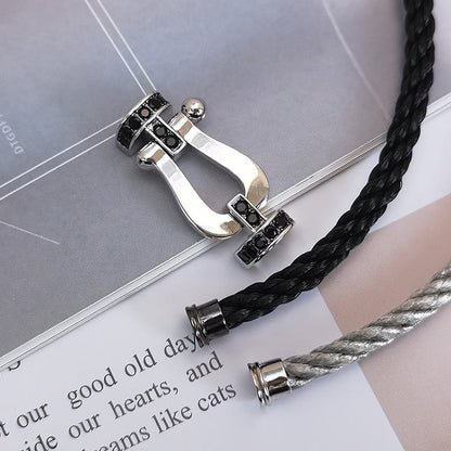 [Eterna Jewels]FORCE LARGE HORSESHOE BLACK DIAMOND BRACELET SILVER