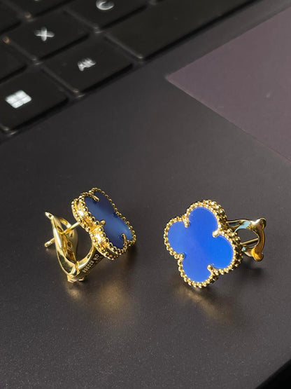 [Eterna Jewels] CLOVER LARGE (20mm) 1 MOTIFS BLUE MOP STUD EARRINGS