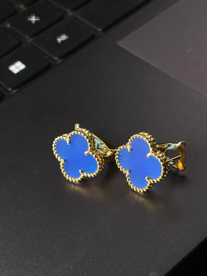 [Eterna Jewels] CLOVER LARGE (20mm) 1 MOTIFS BLUE MOP STUD EARRINGS