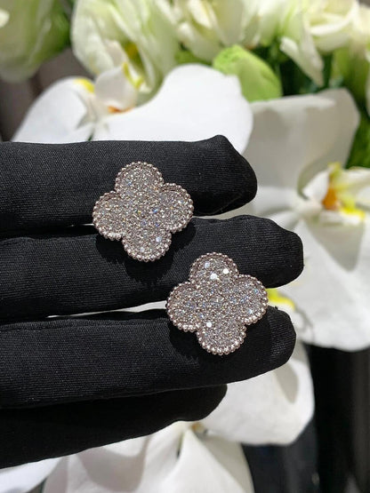 [Eterna Jewels]CLOVER 20MM MOTIFS DIAMOND STUD EARRINGS SILVER