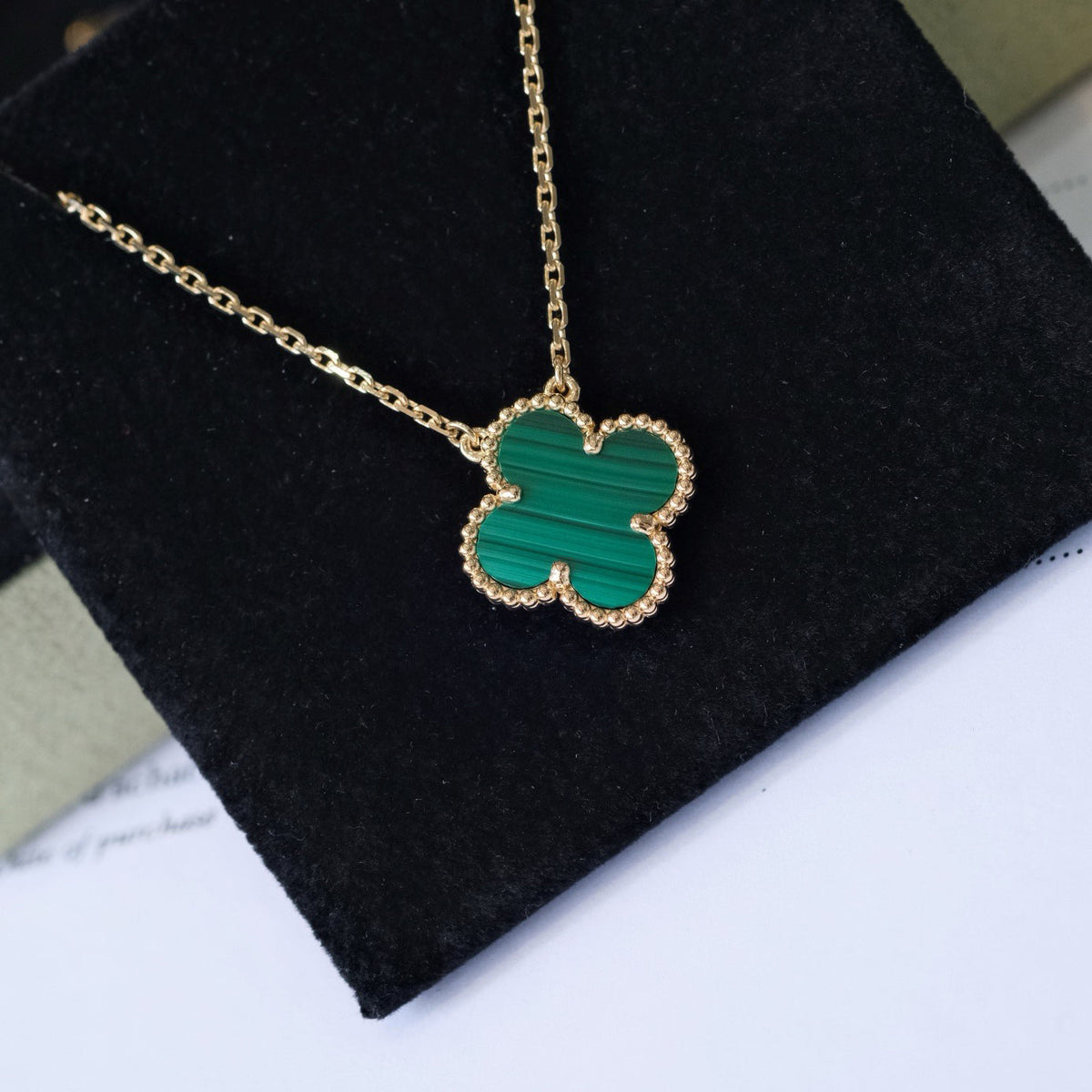[Eterna Jewels]CLOVER 15MM MALACHITE SINGLE FLOWER  NECKLACE