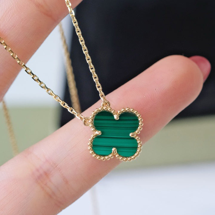 [Eterna Jewels]CLOVER 15MM MALACHITE SINGLE FLOWER  NECKLACE