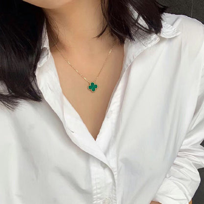 [Eterna Jewels]CLOVER 15MM MALACHITE SINGLE FLOWER  NECKLACE