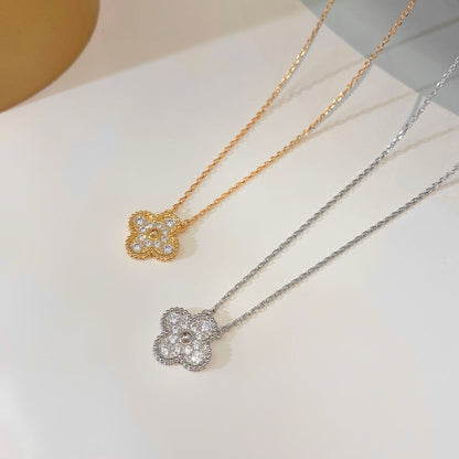 [Eterna Jewels]CLOVER 15MM DIAMOND SINGLE FLOWER NECKLACE
