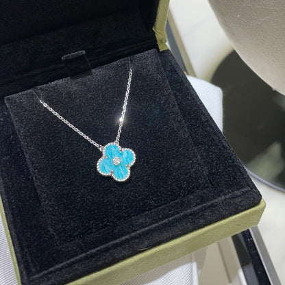 [Eterna Jewels]CLOVER 15MM DIAMOND SVRES PORCELAIN  NECKLACE SILVER
