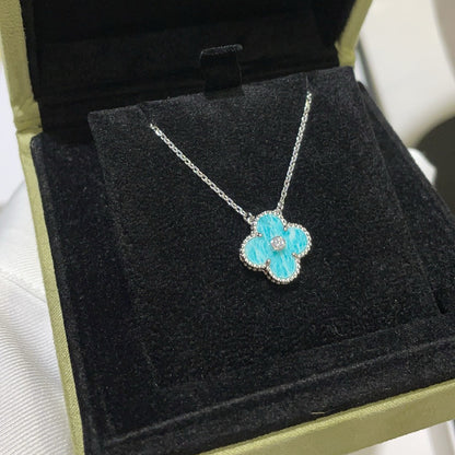 [Eterna Jewels]CLOVER 15MM DIAMOND SVRES PORCELAIN  NECKLACE SILVER